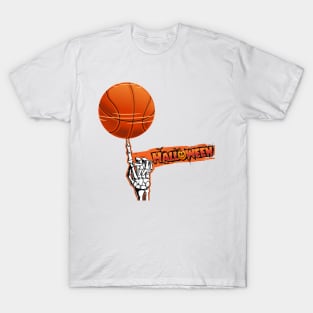 Funny Vintage Halloween Skeleton Basketball T-Shirt